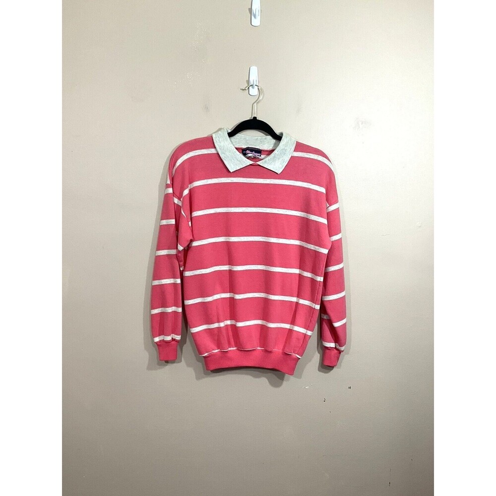 VTG Ms MacGregor Sport Womens Striped Sweatshirt S Pink Retro 80s 90s Preppy
